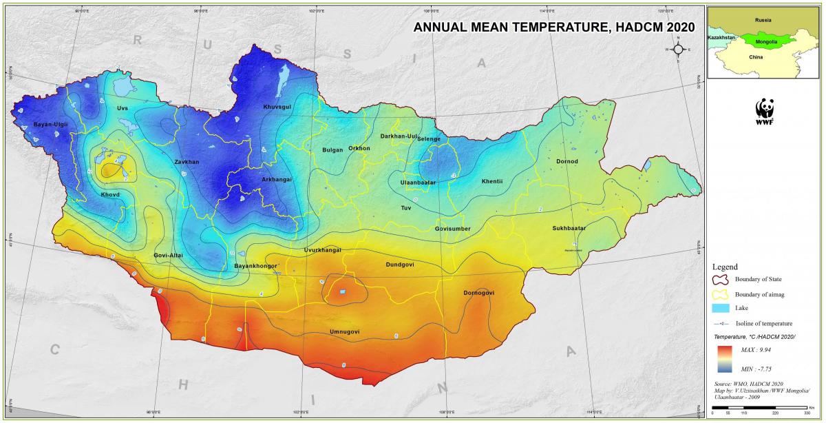 mapa Mongolia klima 