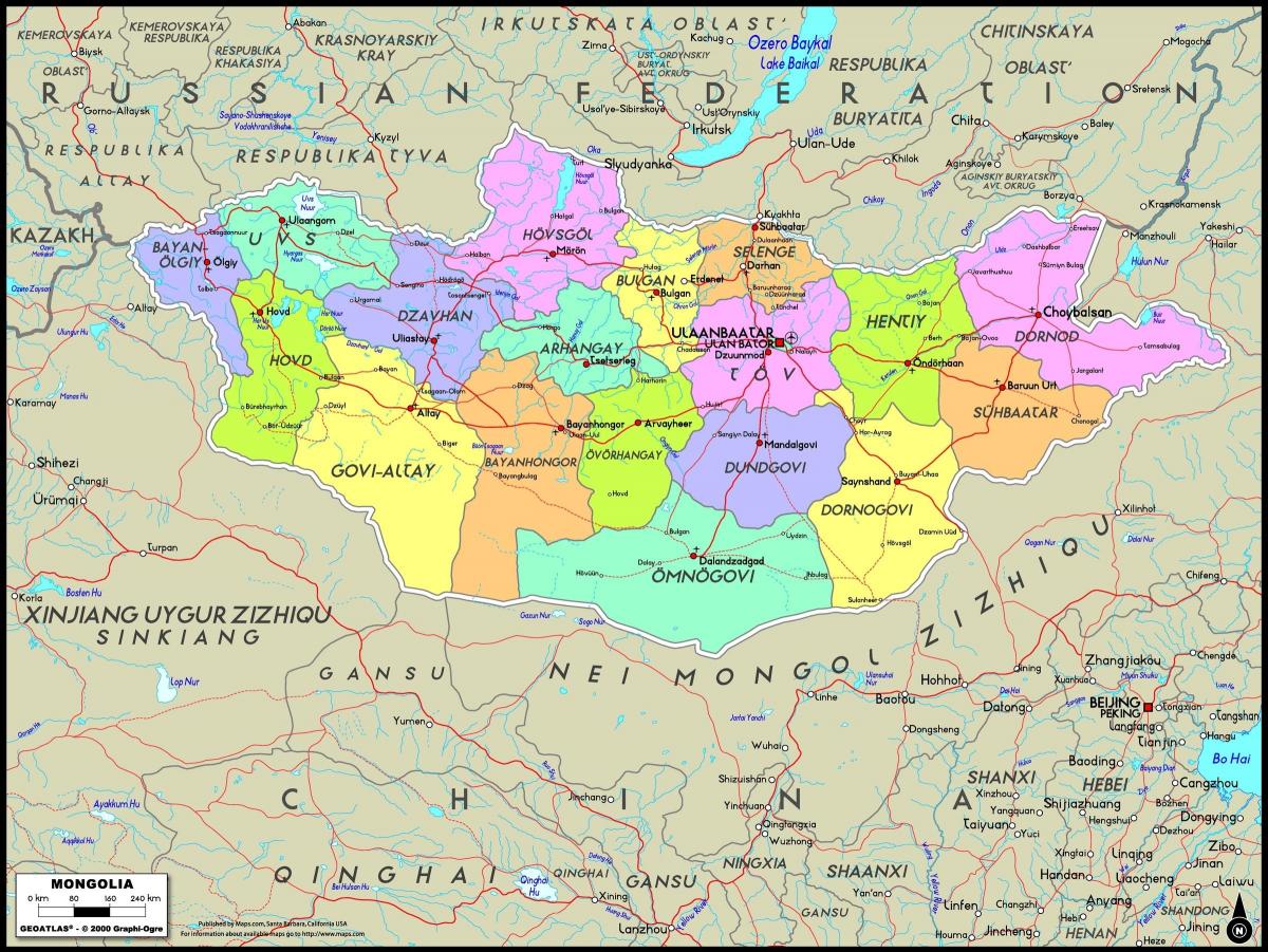 fisiko mapa Mongolia