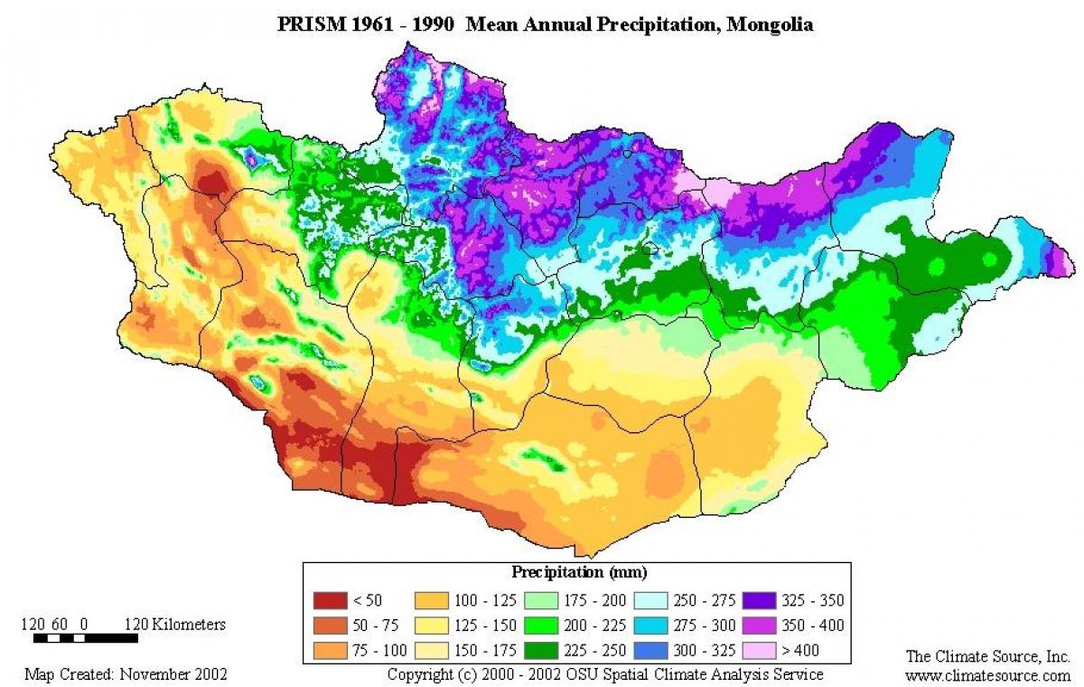 mapa Mongolia biztanleriaren dentsitatea