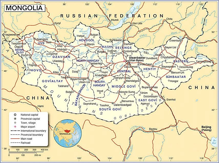 Mongolia turismo mapa