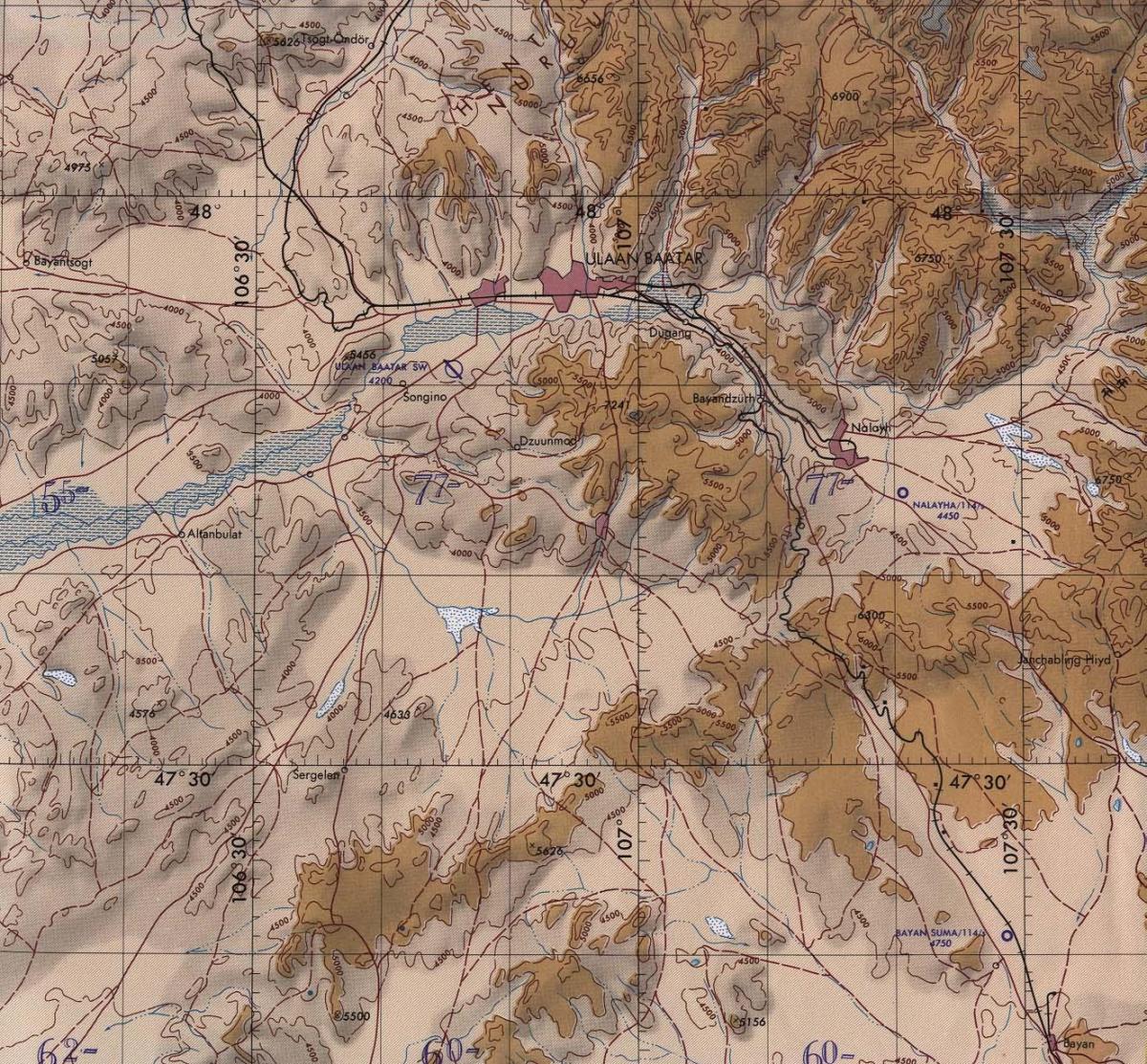 mapa Mongolia topografikoak